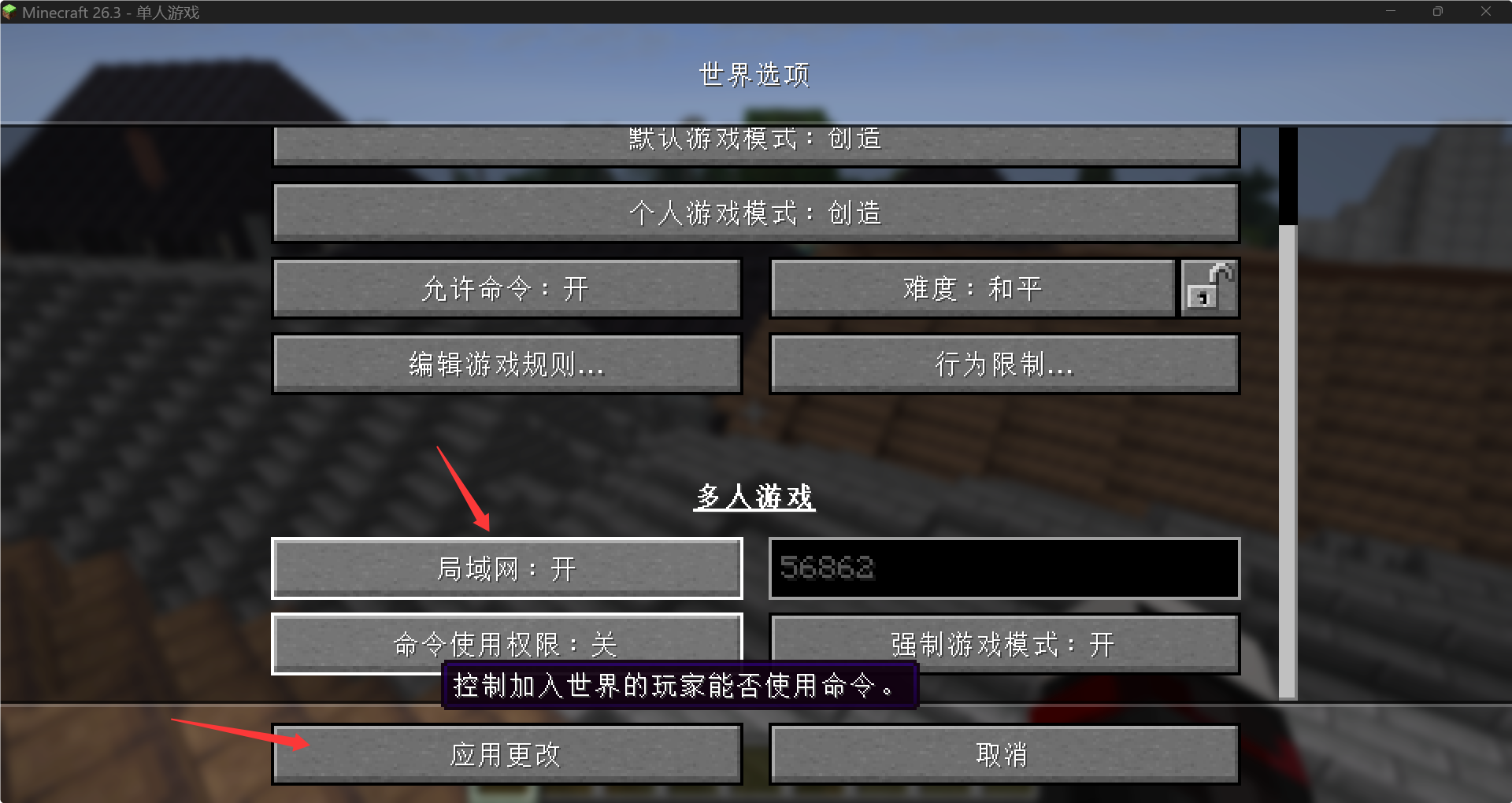 Minecraft 联机界面
